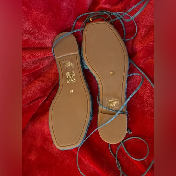 Tory Burch Blue Basketweave Espadrille Sandals-NIB SZ 8 - Picture 9 of 14
